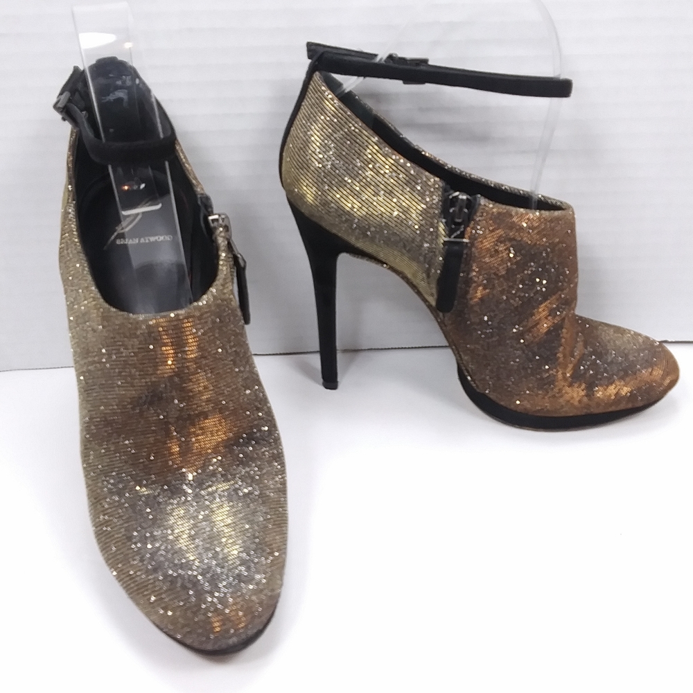 B BRIAN ATWOOD Fruitera Glitzy Ankle Strap Booties EUC